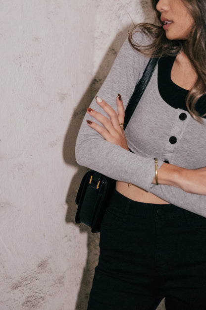 Double Shot Two Layers Top - Grey/Black