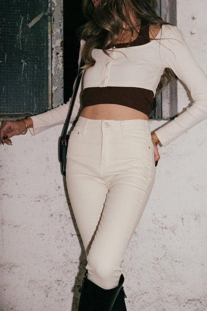Double Shot Two Layers Top - Beige/Brown