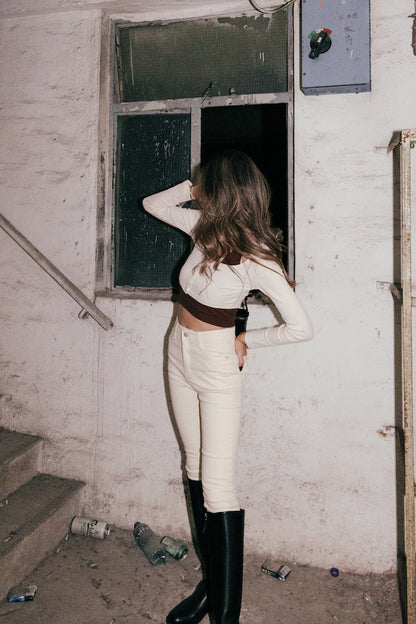 Double Shot Two Layers Top - Beige/Brown