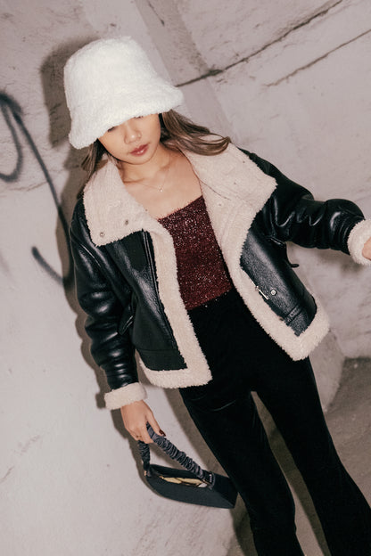 Fleece Faux Leather Jacket