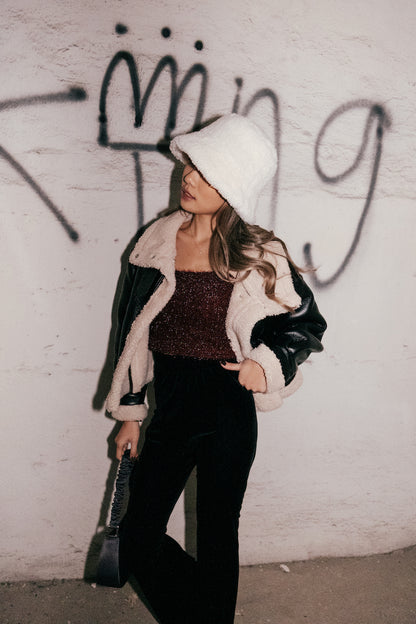 Fleece Faux Leather Jacket