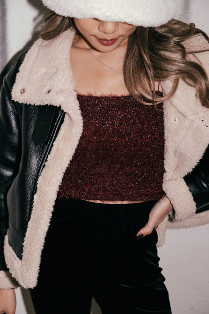 Fleece Faux Leather Jacket