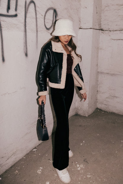 Fleece Faux Leather Jacket