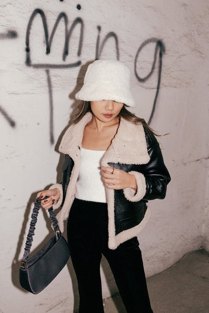 Fleece Faux Leather Jacket