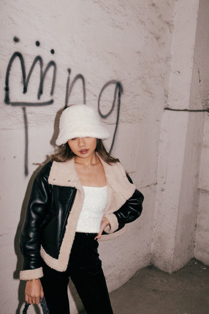 Fleece Faux Leather Jacket