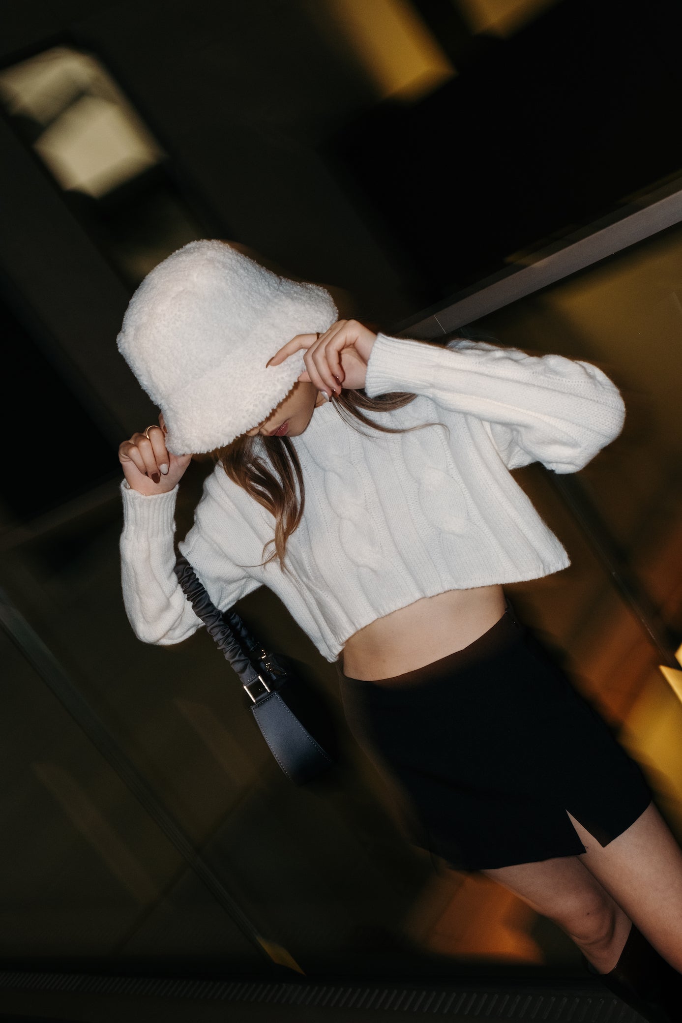 Basic Cable Knit Cropped Sweater - White