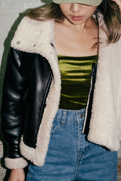 Fleece Faux Leather Jacket