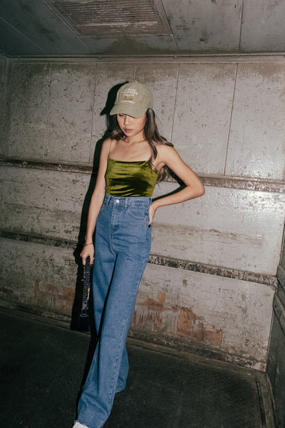 [ 皇牌! 不挑身型 超高腰直筒牛仔 ] More Wild High Rise Wide Leg Jeans - Dark Blue