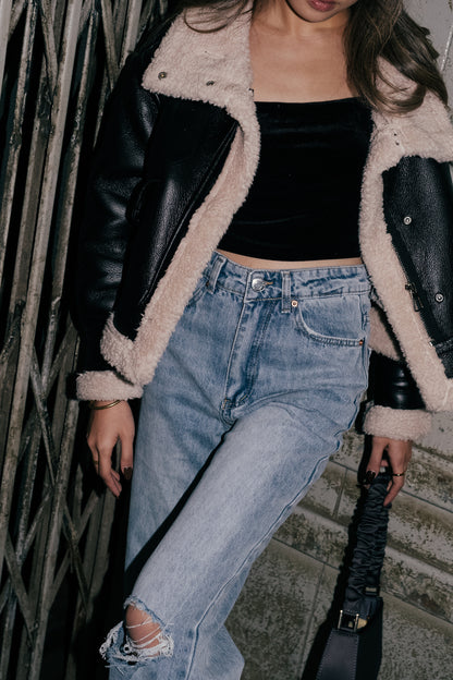Fleece Faux Leather Jacket
