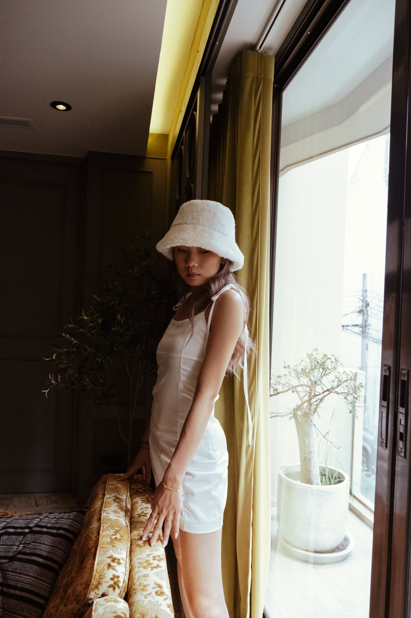 [要有! Silky 綁帶連身裙] Perfecto Tie Shoulder Silky Dress - White