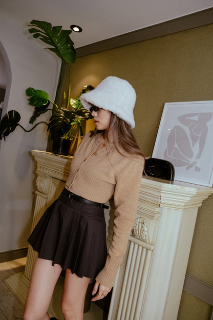 Scholar Cropped Cardigan - Brown