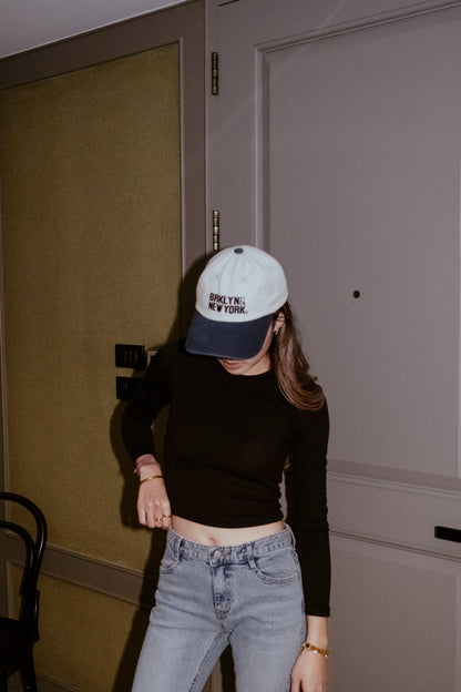 [ New ] Brooklyn & New York Cap - Navy/White