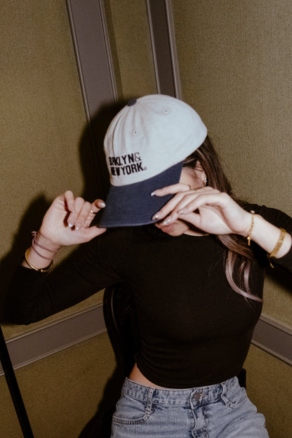 [ New ] Brooklyn & New York Cap - Navy/White