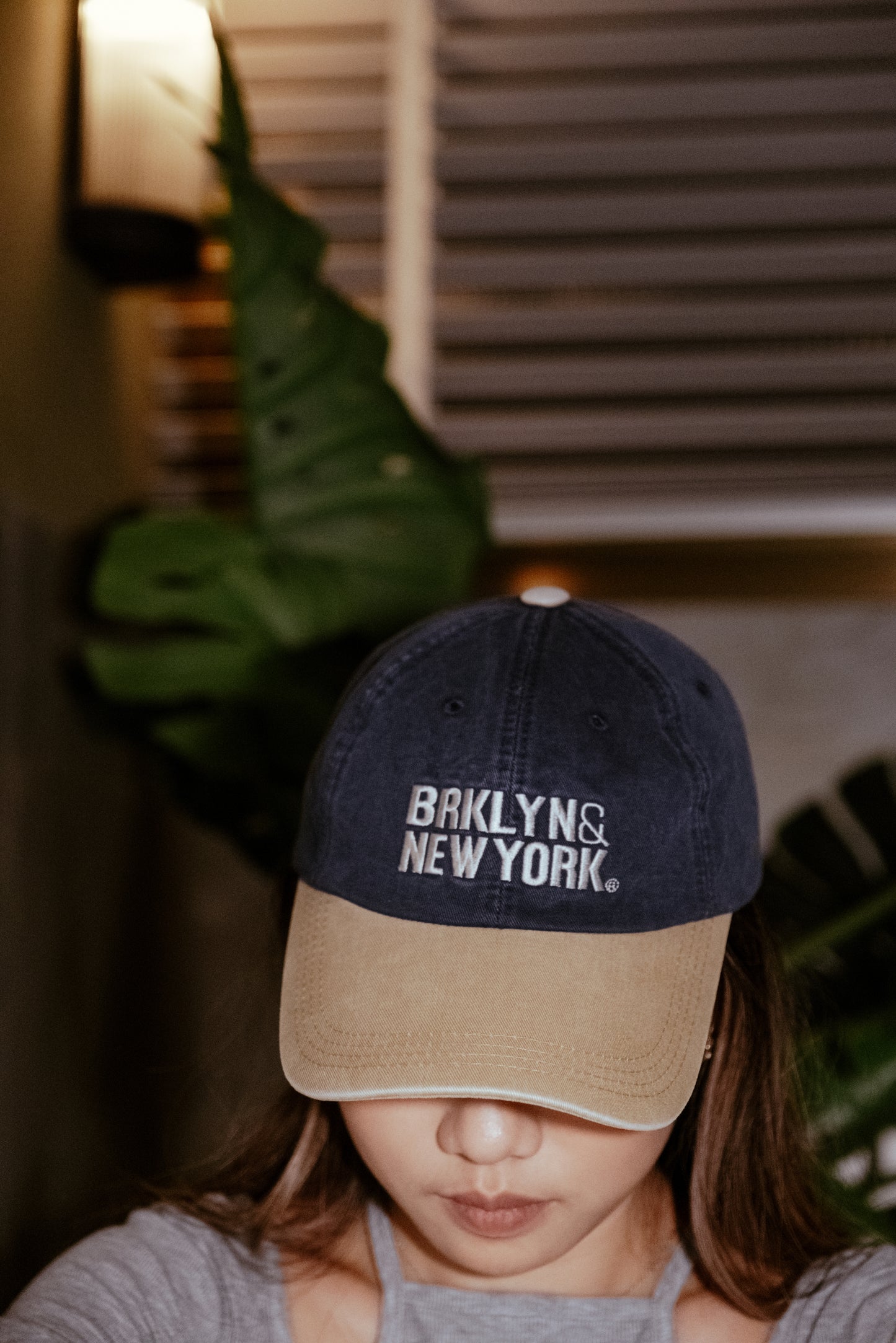 [ New ] Brooklyn & New York Cap - Navy/Brown