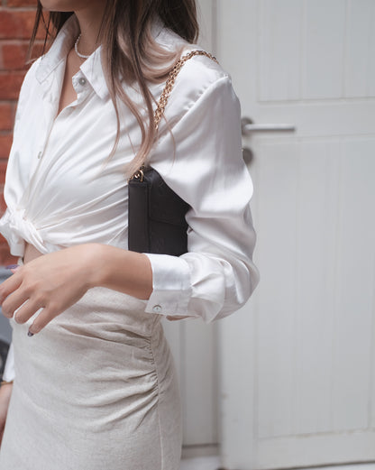 Somewhere Around Linen Midi Skirt