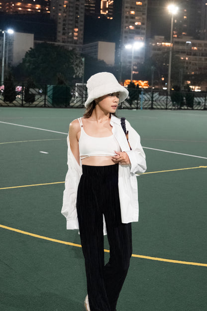 [ 與別不同的垂感休閒褲~ ] Free-flowing Super High-rise Elastic Pants - Black
