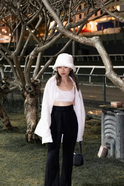 [ 與別不同的垂感休閒褲~ ] Free-flowing Super High-rise Elastic Pants - Black