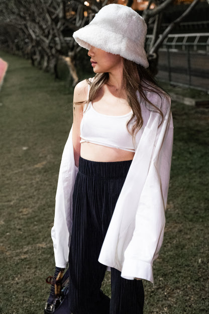 [ 與別不同的垂感休閒褲~ ] Free-flowing Super High-rise Elastic Pants - Black