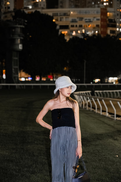 [ 與別不同的垂感休閒褲~ ] Free-flowing Super High-rise Elastic Pants - Checked Pattern