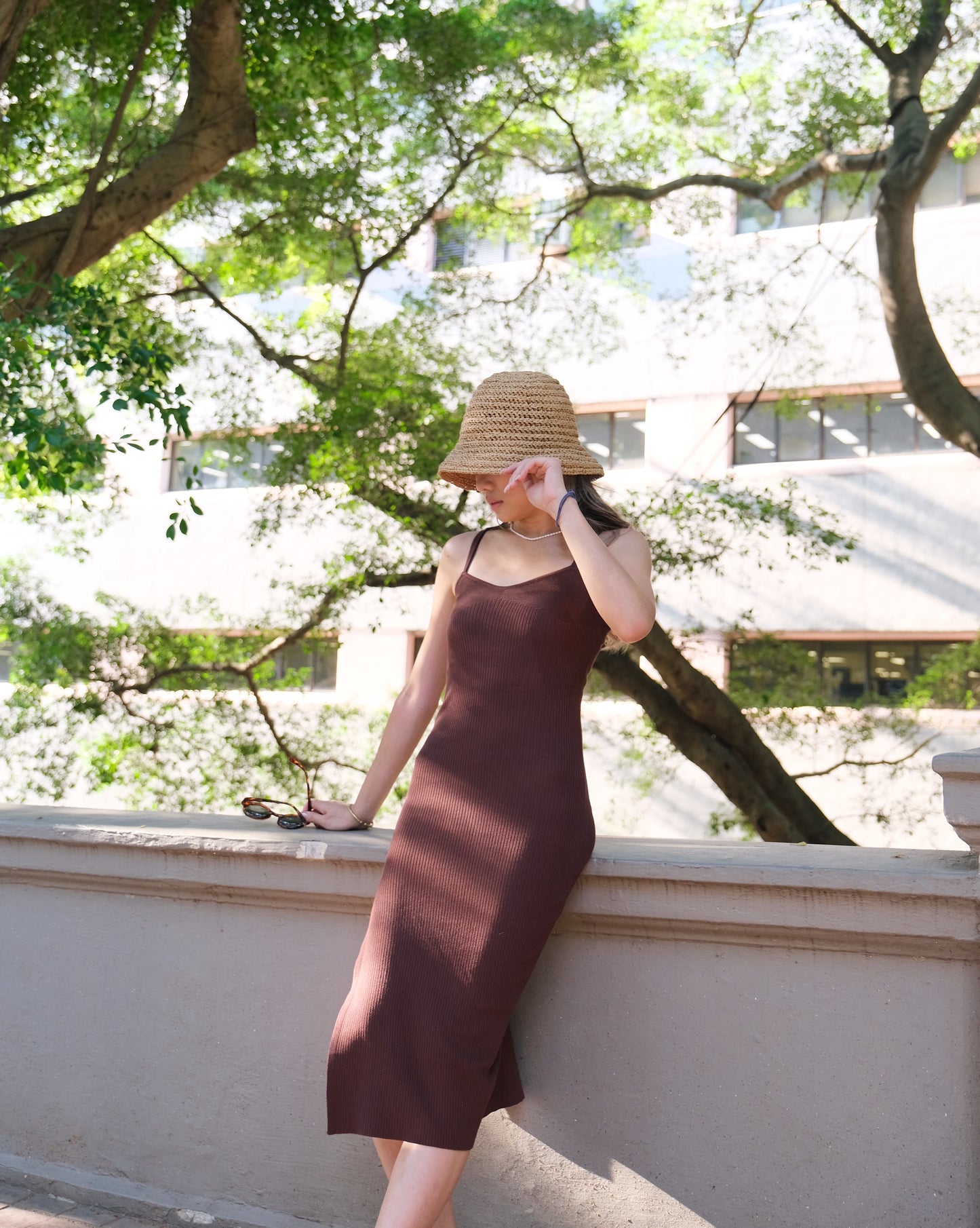 Red Wine Midi Dress - Brown / Black