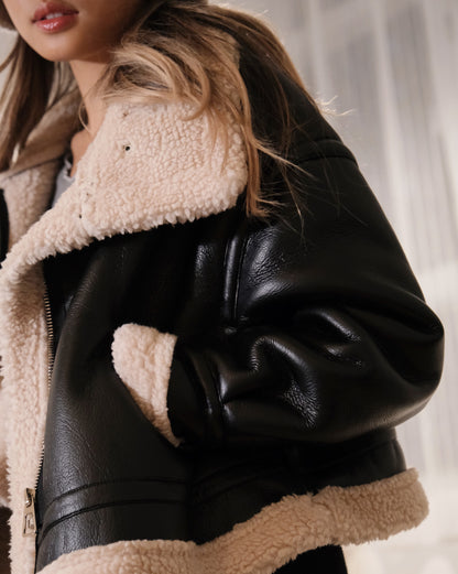 Fleece Faux Leather Jacket