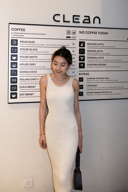[ 適合任何場合! ] TGIF Stretchy Maxi Dress - Ivory