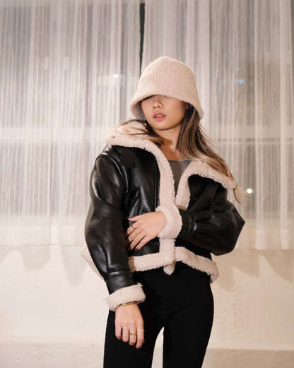 Fleece Faux Leather Jacket