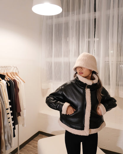 Fleece Faux Leather Jacket