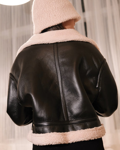 Fleece Faux Leather Jacket