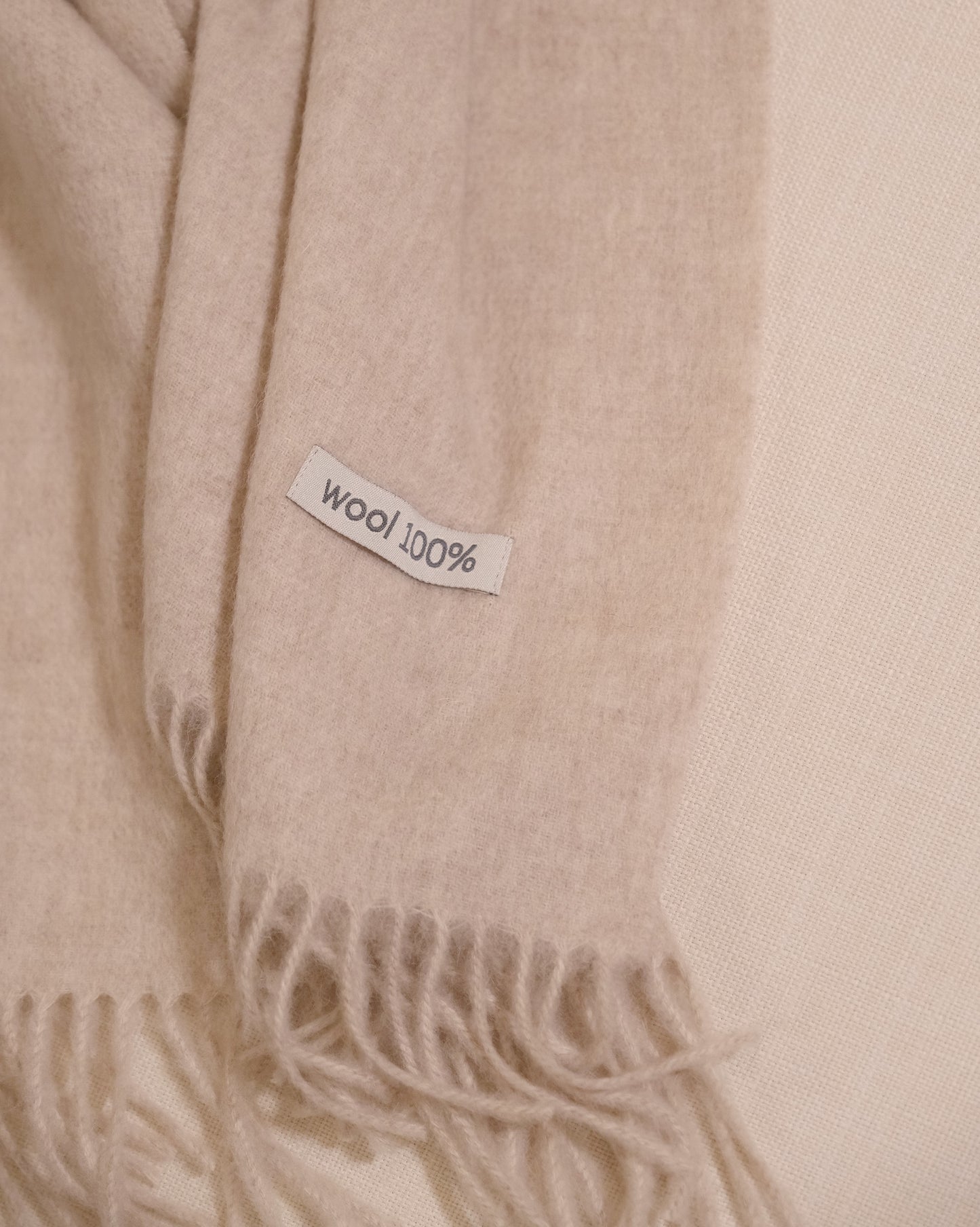 100% Wool Scarf - Cream