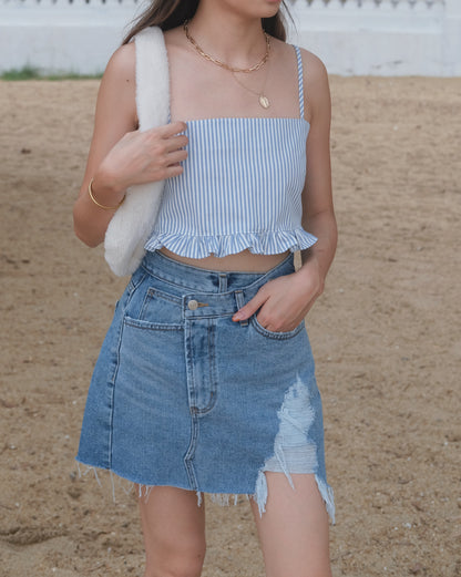 The Summer Party Tie Back Top - Baby Blue