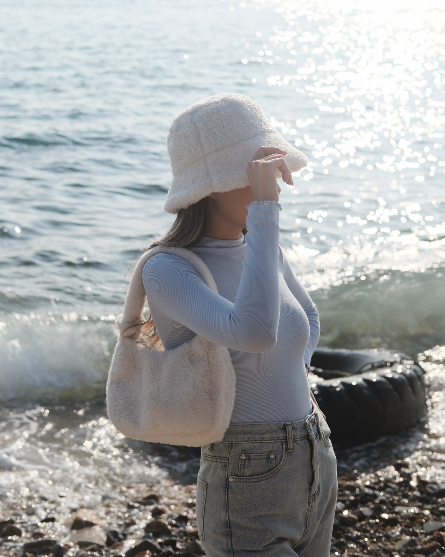 Baby Blue Ruffle Skinny Top