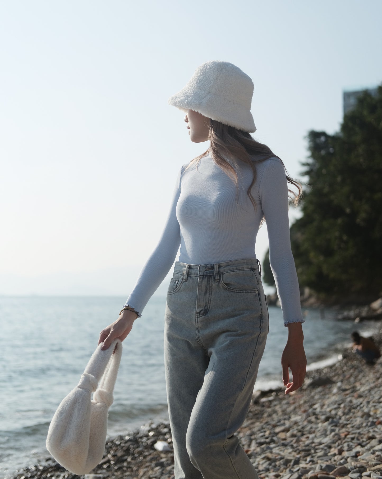 Baby Blue Ruffle Skinny Top