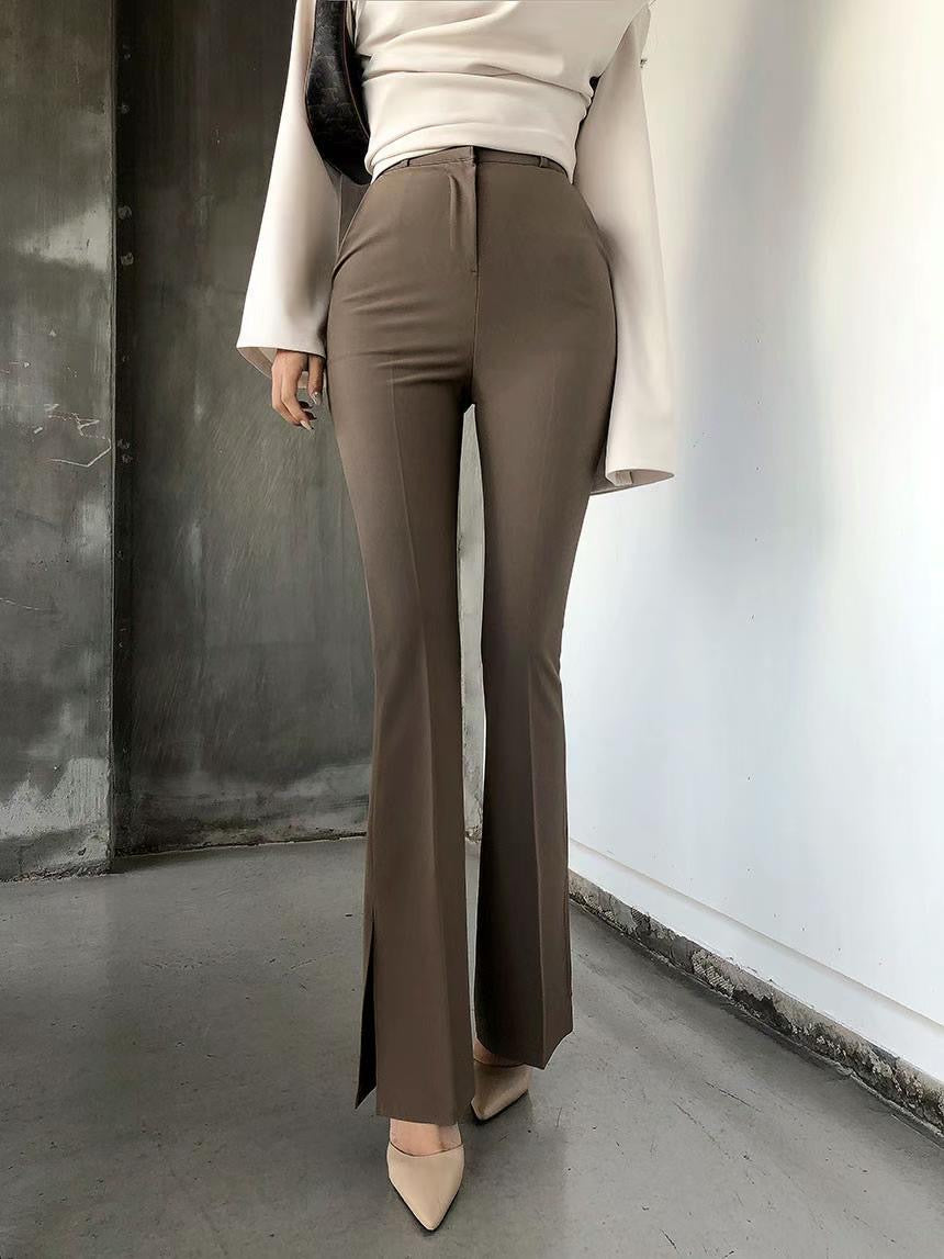 [ 沙漏身形! 彈性西褲 ] Hourglass High-rise Stretchy Flare Slacks - Coffee Brown