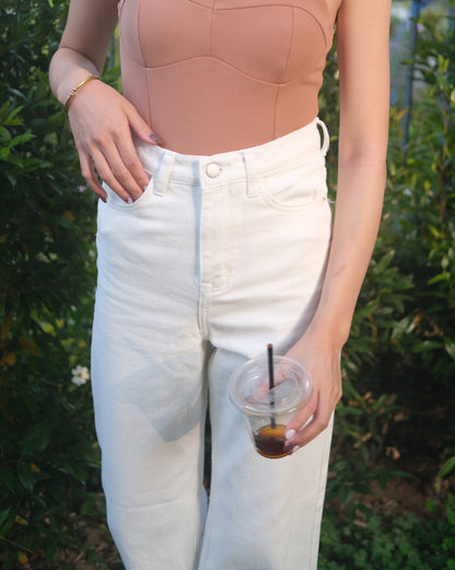 [ 皇牌! 不挑身型 超高腰直筒牛仔 ] More Wild High Rise Wide Leg Jeans - White