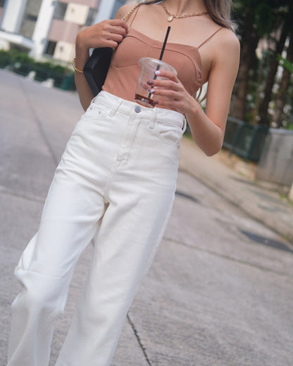 [ 皇牌! 不挑身型 超高腰直筒牛仔 ] More Wild High Rise Wide Leg Jeans - White