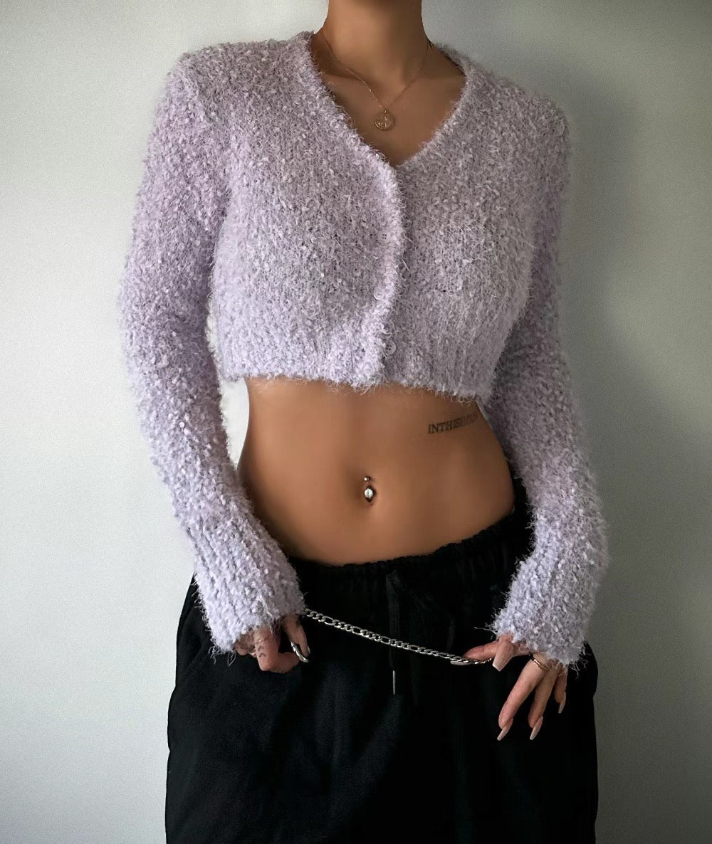 Lup Lup Cropped Cardigan - Lilac