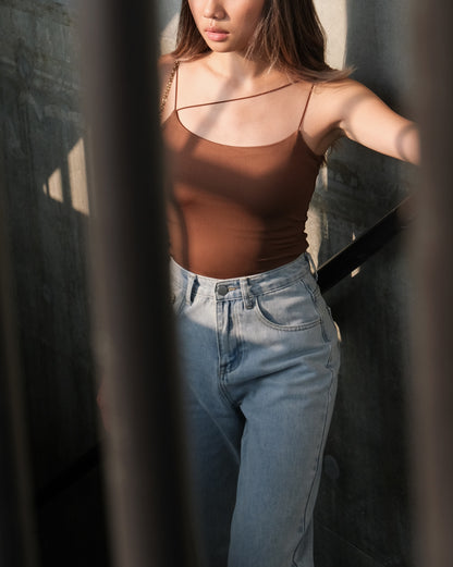 Cross Across Cami Top - Brown