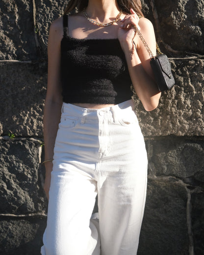 Fluffy Tank Top - Black