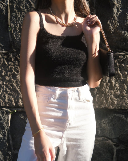Fluffy Tank Top - Black