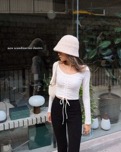 Braided Basic Long Sleeve Top - White