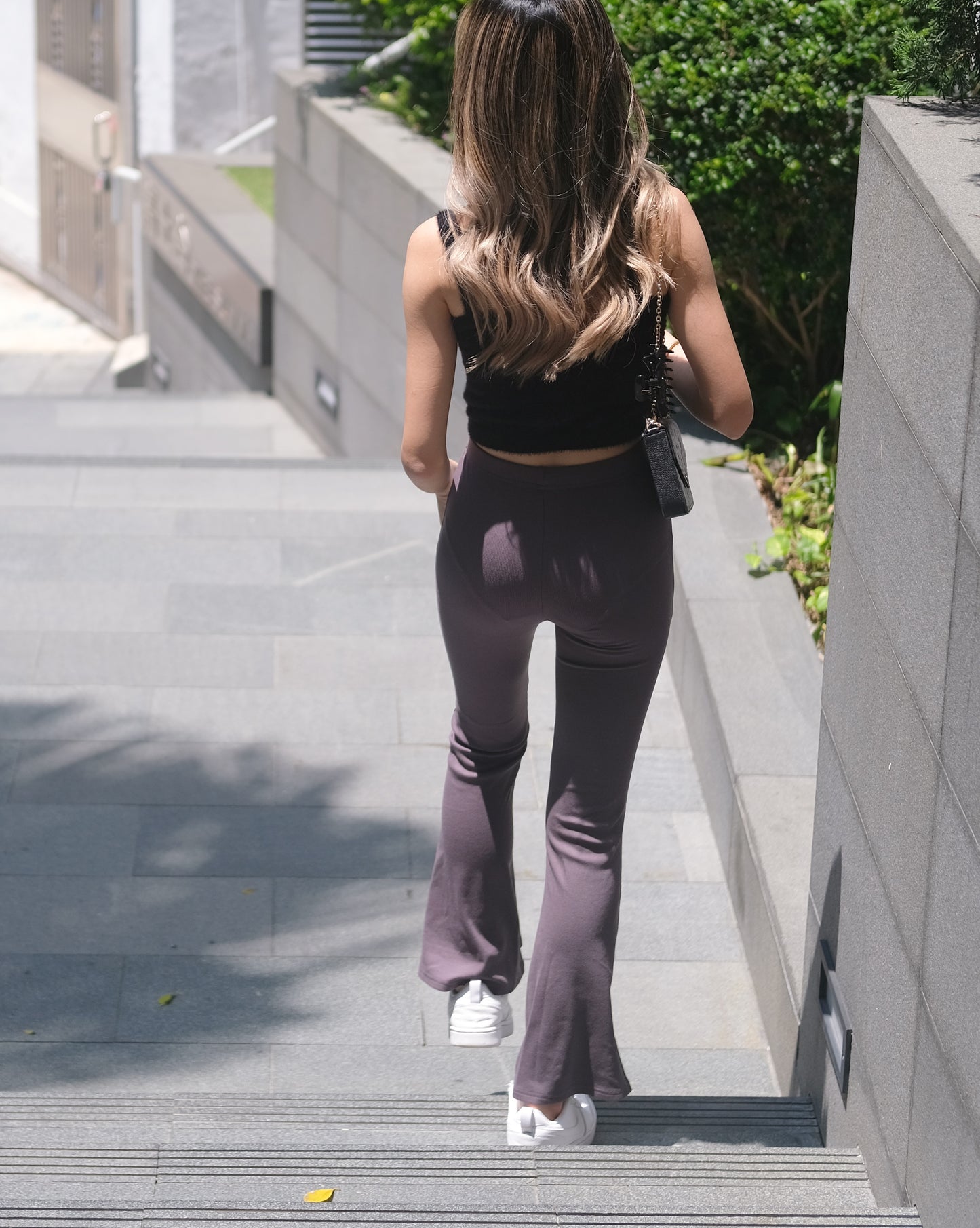 Just Go High-waist Flare Pants - Dark Grey