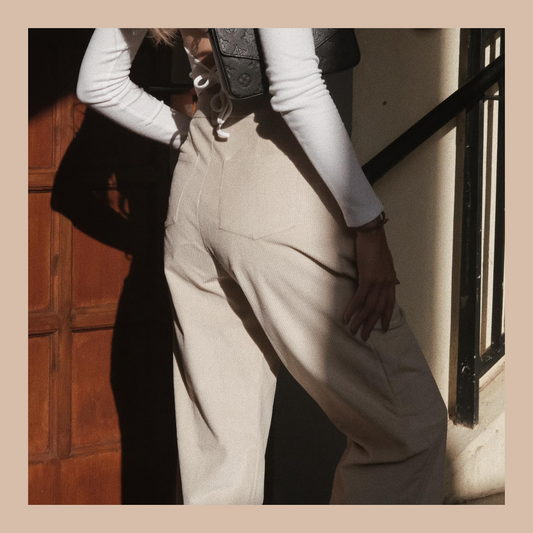 Carter Corduroy High-waist Pants Beige