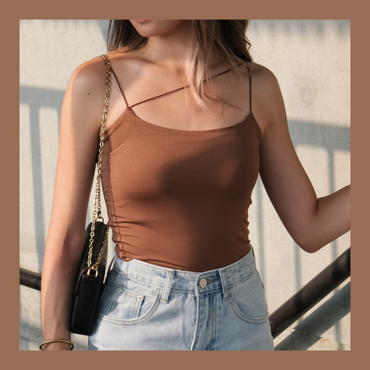 Cross Across Cami Top - Brown