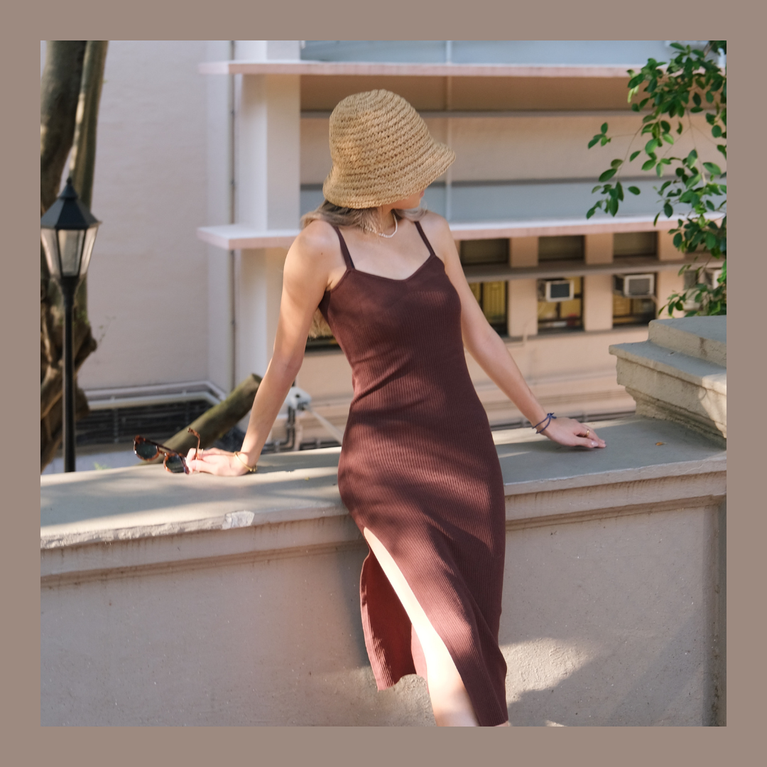 Red Wine Midi Dress - Brown / Black