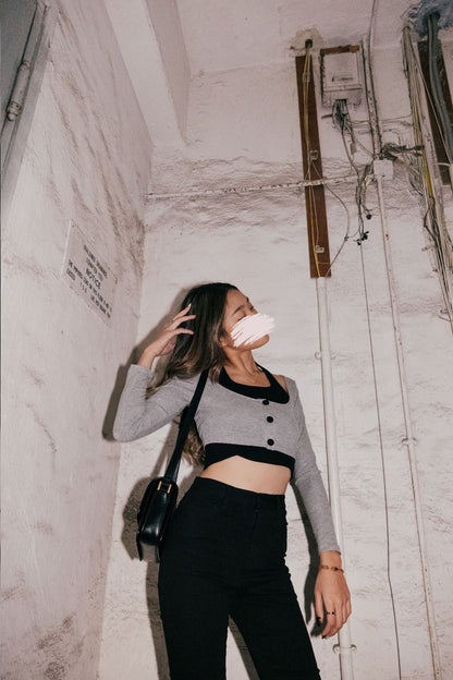 Double Shot Two Layers Top - Grey/Black