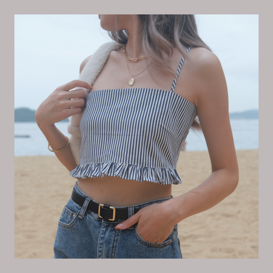 The Summer Party Tie Back Top - Dark Blue