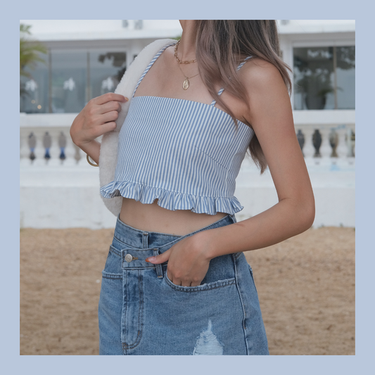 The Summer Party Tie Back Top - Baby Blue